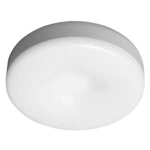 Lampe LED blanche Osram DOT-it Touch Slim, une petite veilleuse avec un bord gris.