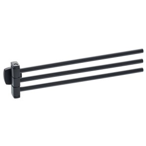 Diaqua Handtuchhalter, 3-armig, schwarz matt, zur Wandmontage im Bad.