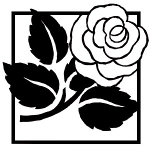 Inserto a rilievo per saponificazione, 2 pz, motivo rosa in cornice, bianco e nero.
