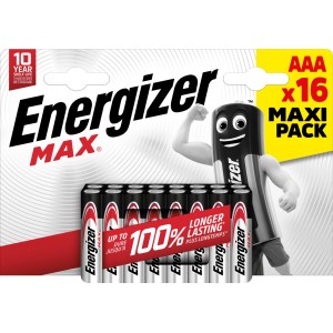 Energizer Max AAA batterie, confezione da 16. Batterie alcaline per dispositivi di uso quotidiano.