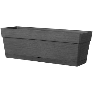Fioriera Save antracite, 49x17x17 cm, in plastica riciclata con sistema di irrigazione.