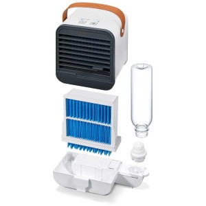 Ventilateur de table Beurer LV 50 Fresh Breeze avec bouteille d'eau, filtre et accessoires.