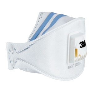 Masque 3M Aura 9322+ pour ponçage manuel et machine, respirateur avec valve.