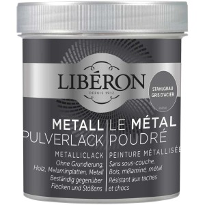 Libéron Metall-Pulverlack Stahlgrau, 0,5 l Dose. Effektfarbe für Möbel mit modernem Metalleffekt.