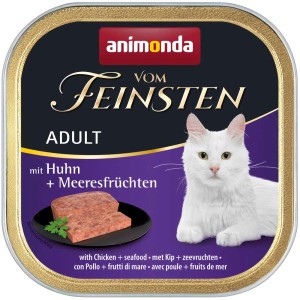 Vom Feinsten Adult nourriture humide pour chat au poulet et fruits de mer, lot de 32.