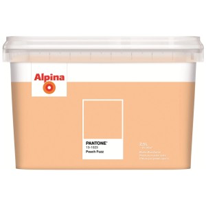 Secchio di pittura murale per interni Alpina Pantone® Peach Fuzz, opaca, color pesca per interni.