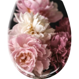 Abattant WC Kleine Wolke Rosemarie Bordeaux avec motif roses.