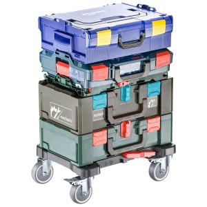 Chariot Technocraft Metabox avec coffrets à outils, compatible avec le système Metabo, charge max. 100 kg.