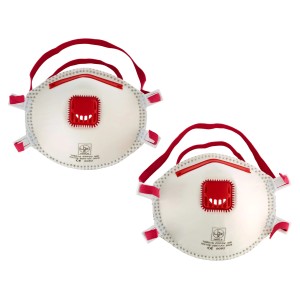 Confezione da 2 maschere antipolvere LUX FFP3 con valvola, bianche. Protezione respiratoria per lavori con polveri sottili.