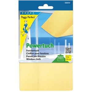 Chiffon à vitres jaune Peggy Perfect Powertuch (33x38 cm) emballé pour un nettoyage sans traces des miroirs.