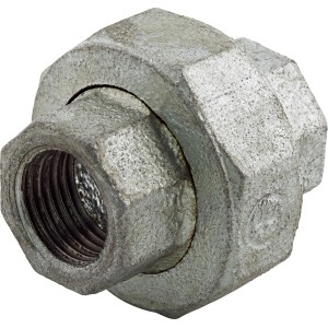 Schraubfitting 18,6 mm (Rp 1/2) aus Temperguss für die Verbindung von Rohren.