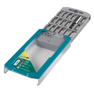 Wolfcraft Bit-Box, 17 pezzi, con inserti a taglio, a croce e portainserti in set.