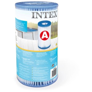 Cartouche de filtration Intex type A dans son emballage. Cartouche de remplacement pour systèmes de filtration de piscine.