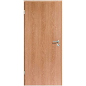 Porta interna decorativa effetto faggio naturale con maniglia e serratura, apertura a sinistra