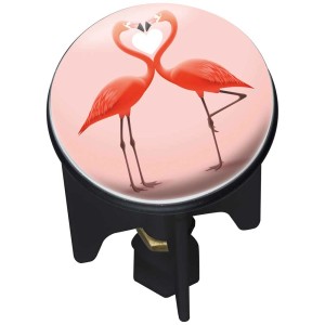 Tappo lavabo con motivo fenicottero, due fenicotteri formano un cuore.
