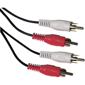 Cavo audio RCA stereo, 1,5 m, con connettori rossi e bianchi.