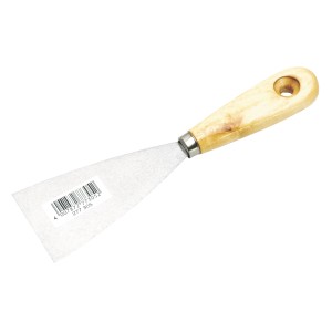 Mastic à peintre, largeur 60 mm, avec lame en acier et manche en bois pour réparations et remplissages.