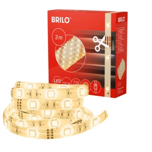 Striscia LED Brilo, 3 m, bianco caldo, con interruttore a cavo e confezione.
