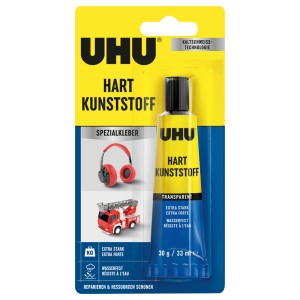 Uhu colla per plastica rigida, tubo da 30g, trasparente, per plastica, legno, metallo e altro.