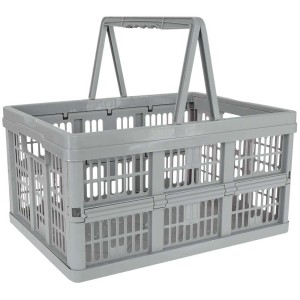 Cesto per la spesa pieghevole grigio Keeeper Emma con manici, capacità 18,5 litri.