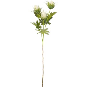Ramo di cardo artificiale Mica Decorations, 67 cm, blu-verde con fiori bianchi.