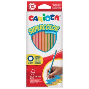 Carioca Supercolor Farbstifte, 12 Stifte im Etui aus FSC®-Holz für Malen und Zeichnen.