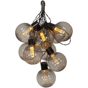 Guirlande lumineuse extérieure Star Trading Archy avec 10 lampes LED blanc chaud et abat-jours fumés.