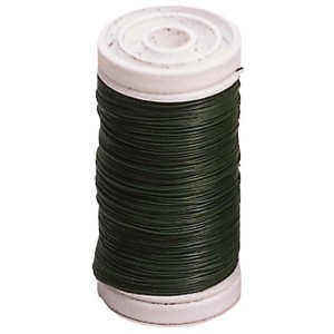 Fil de ligature vert (Ø 0,35 mm, 100 m) sur bobine, idéal pour le bricolage et la fleuristerie.