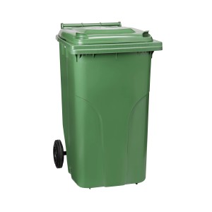 Contenitore Ochsner in plastica verde, 240 l, per materiali riciclabili e compost.
