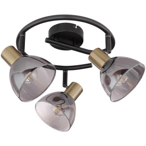 Globo 3er-Strahler in Schwarz mit rauchfarbenem Glas, E14, 25W, für LED-Spots.