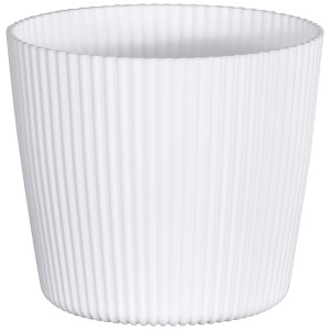 Vaso da fiori bianco Geli Milly con design a coste, Ø 12,9 cm, altezza 11,4 cm. Ideale per piante da interno.