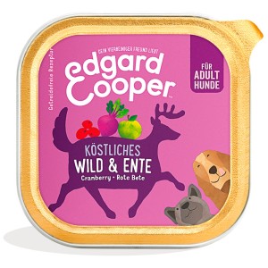 Edgard & Cooper Hundenassfutter Wild & Ente mit Cranberry, Rote Bete für adulte Hunde, 150g Schale.