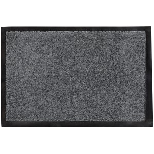 Paillasson OBI gris, 40x60 cm, avec bordure noire. Tapis anti-salissures intérieur.