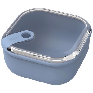 Contenitore per alimenti Rotho Ela 1 l in blu orizzonte, contenitore quadrato con coperchio trasparente.