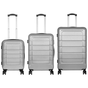 3-tlg. Rollkoffer-Set Como in Silber aus ABS-Material mit Teleskopgriff und Rollen.
