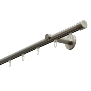 Gardinia Bastone per tenda Chicago, effetto acciaio inox, 160 cm, con binario interno e accessori.