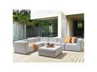 Beliani Lounge-Set Arezzo 7-Sitzer Rechtsseitig Modular Hellgrau
