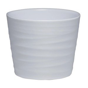Vaso per piante Wave bianco opaco, Ø 19 cm, con design a coste per piante da interno.
