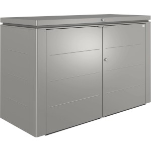 Biohort HighBoard 200 coffre de jardin, gris quartz métallisé, coffre universel avec portes battantes et couvercle verrouillable.