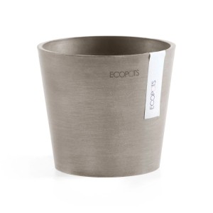 Pot de fleurs Ecopots Amsterdam Mini, taupe, 13x11,4 cm. Idéal pour l'intérieur.