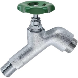 Robinet de jardin Diaqua SIGA, laiton chromé, 1/2 pouce, avec volant vert.