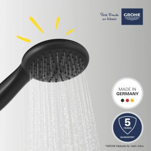 Douchette Grohe Vitalio Start 110, noir mat, avec jet d'eau. 2 types de jets.
