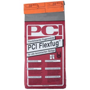 PCI Flexfug Fugenmörtel Sandgrau, 5 kg Sack für keramische Beläge im Innen- und Aussenbereich.