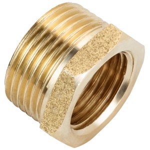 Réducteur en laiton pour pompes, filetage mâle 26,4 mm (R 3/4) x filetage femelle 18,6 mm (Rp 1/2) pour installations domestiques.
