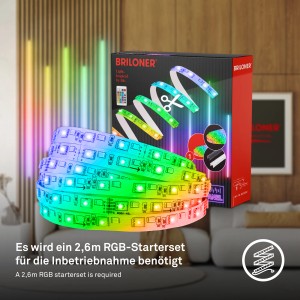 Kit iniziale striscia LED Briloner con funzione RGB e accessori per pannelli.