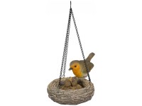 Vivid Arts Dekofigur Rotkehlchennest hängend mit Küken