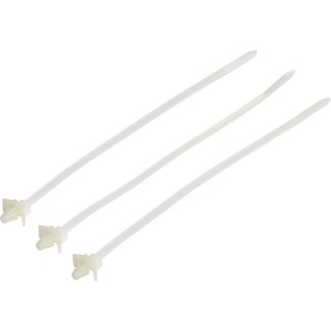 Colliers de serrage OBI blancs avec cheville à expansion, 200x4,8 mm, 50 pièces, pour fixation de câbles.