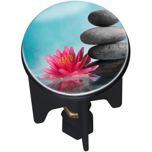 Wenko Tappo di scarico Pluggy Lotus con fiore di loto e motivo di pietre per lavabi