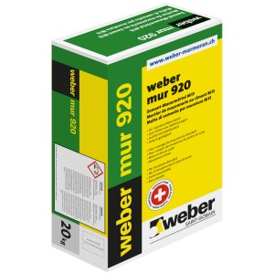 Weber mur 920 malta cementizia M15, sacco da 20 kg per lavori di muratura.
