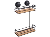 MSV Duschregal mit Saugnäpfen Bambus und Stahl 2 Ebenen MSV Duschregal mit Saugnäpfen Bambus und Stahl 2 Ebenen